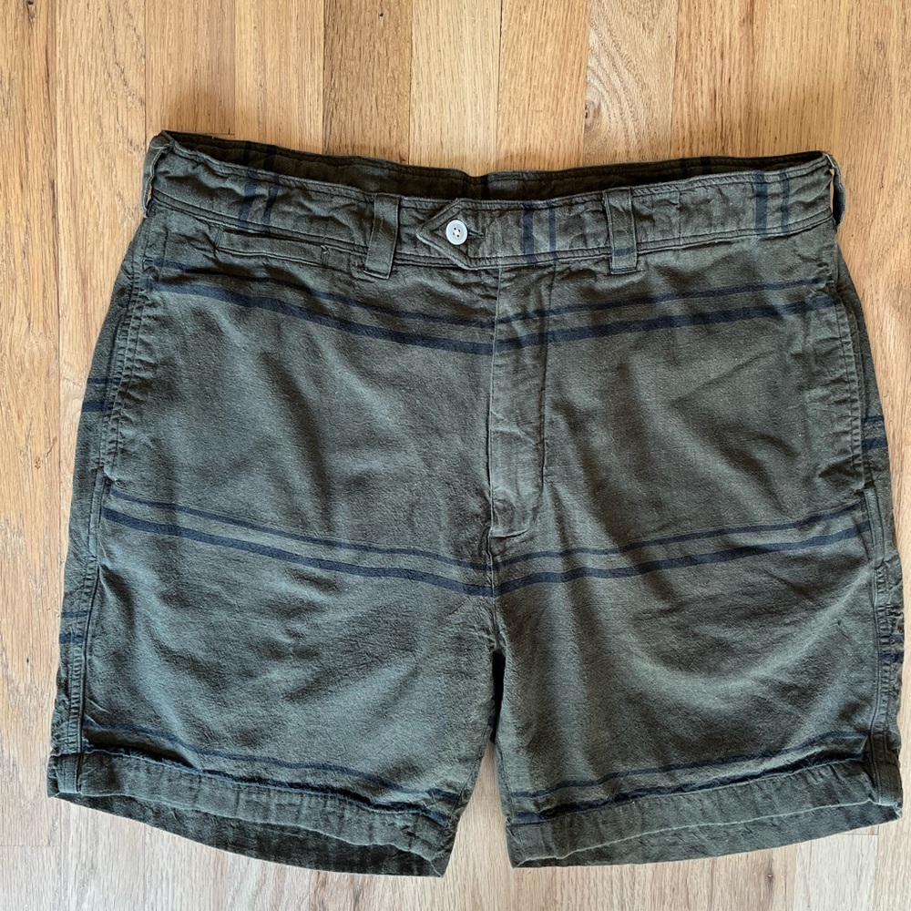 Original Madras Trading Company Hand Woven Olive Green Stripe Men's Shorts